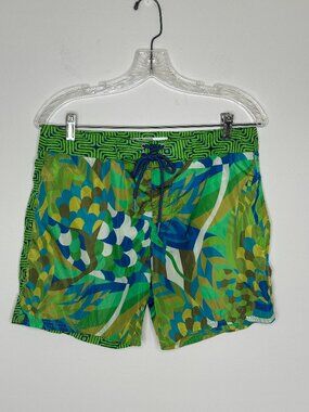 Mr. Turk Men's Colorful Swim Briefs Green and Blue Size 30